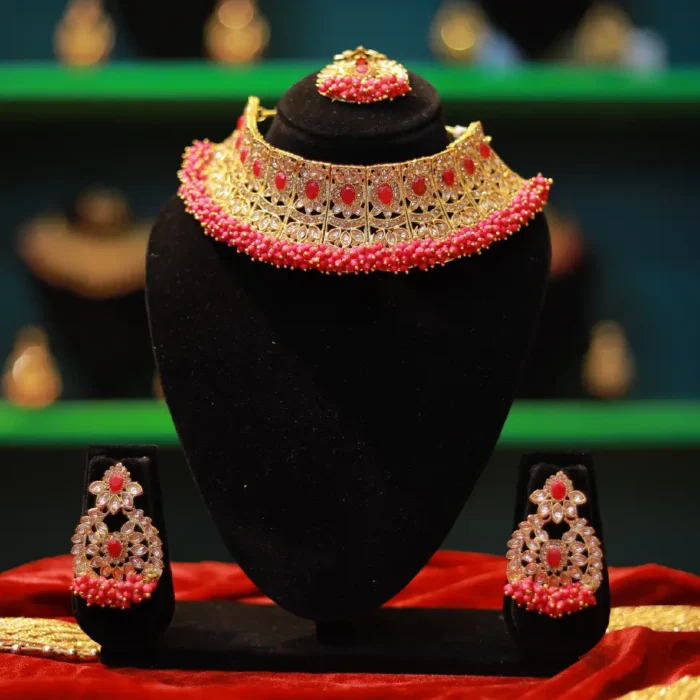 Gold Plated Designer Necklace Set With stones