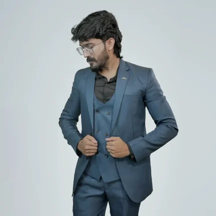Premium Navy Blue Three Piece Wedding Suit for Men