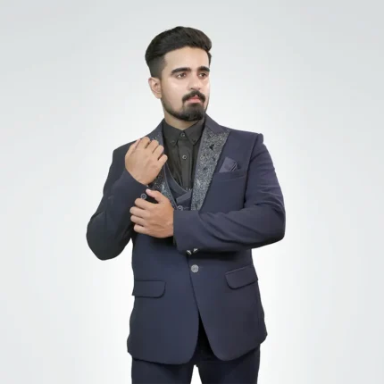 Solid Dark Blue Premium Wedding Suit for Men